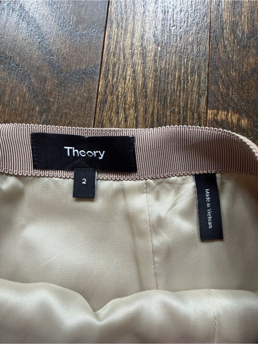 Theory Neutral Beige Wool Pencil Skirt with Front Slit - Picture 3 of 11